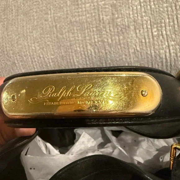 Ralph Lauren Black Leather Bag with Gold Accent - Picture 2 of 12